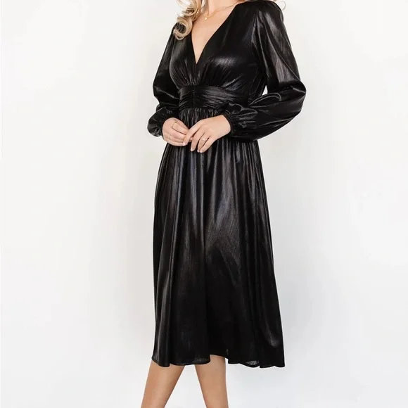 Baltic Born Aisha shimmering Black Long Sleeve Dress - Picture 3 of 3
